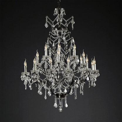 19TH Rococo Iron & Crystal Round Chandelier