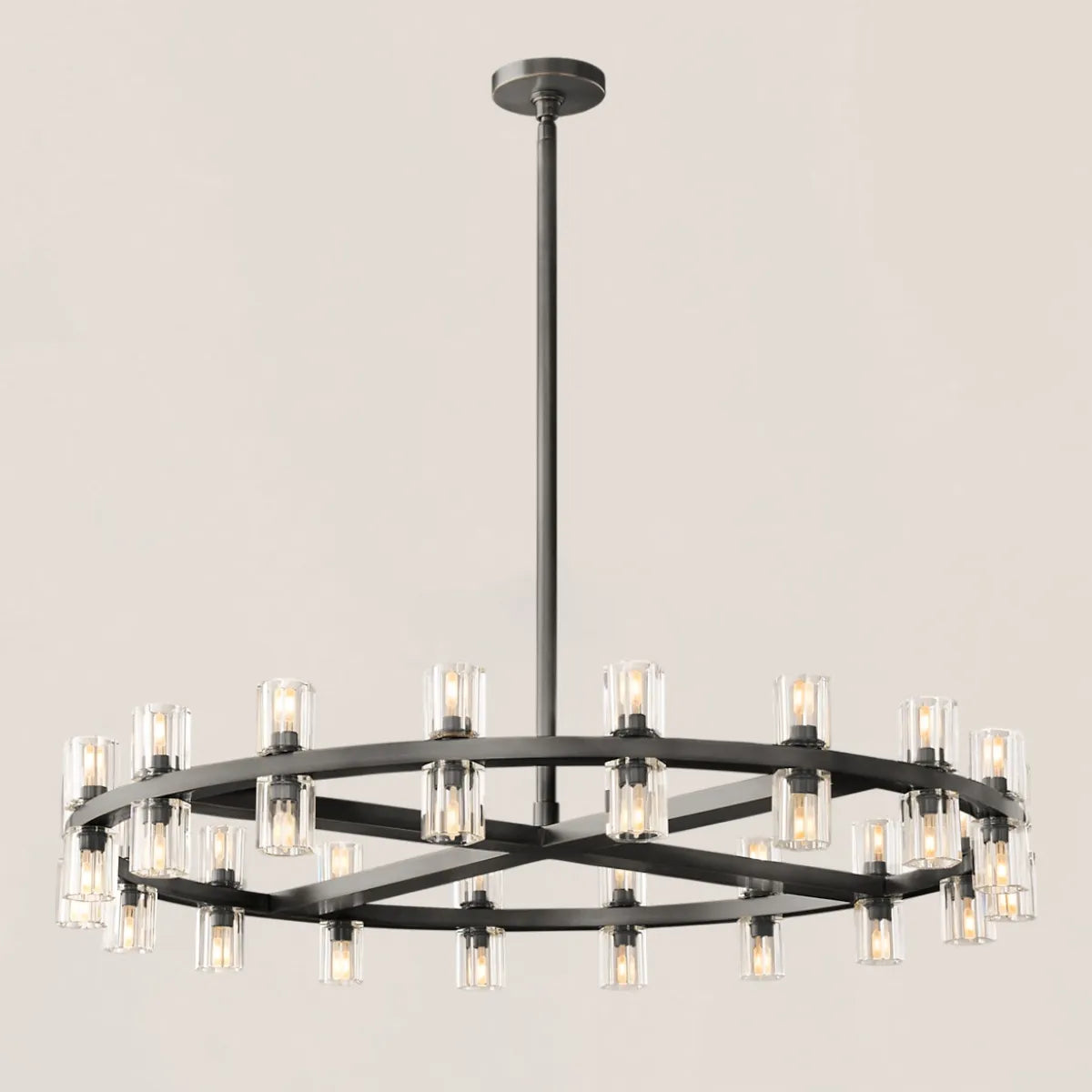 Contemporary Industrial Crystal Glass Round LED Chandelier - Arcachon Style