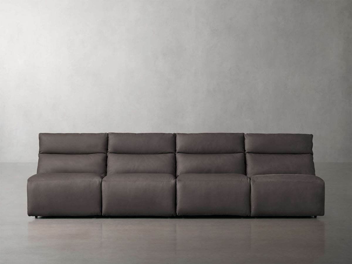 Rowland Tailored Leather Four-Piece Armless Motion Modular Sofa