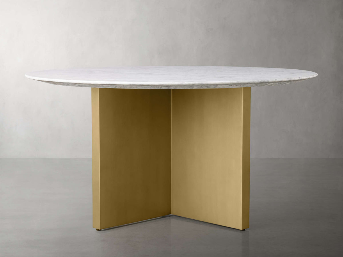 Saint Germain Round Stone Dining Table with Clement Base