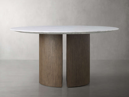 Saint Germain Round Stone Dining Table with Dauphine Base