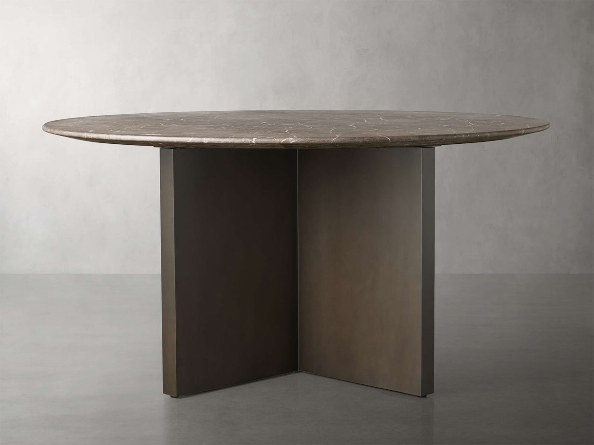 Saint Germain Round Stone Dining Table with Clement Base