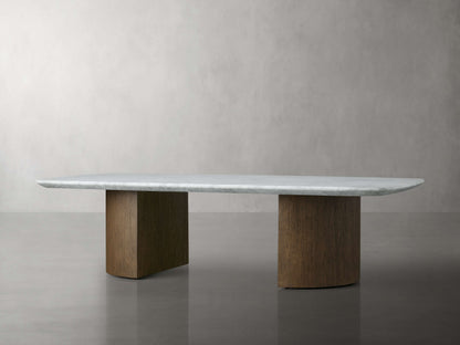 Saint Germain 72" Stone Coffee Table with Dauphine Base and Carrara Top
