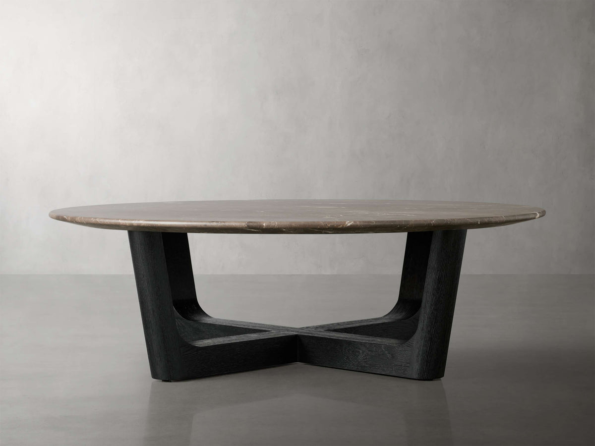 Saint Germain Round Stone Coffee Table with Rennes Base