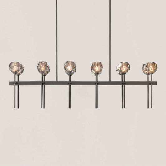 Boule De Crystal Smoke Double Linear Chandelier 60"