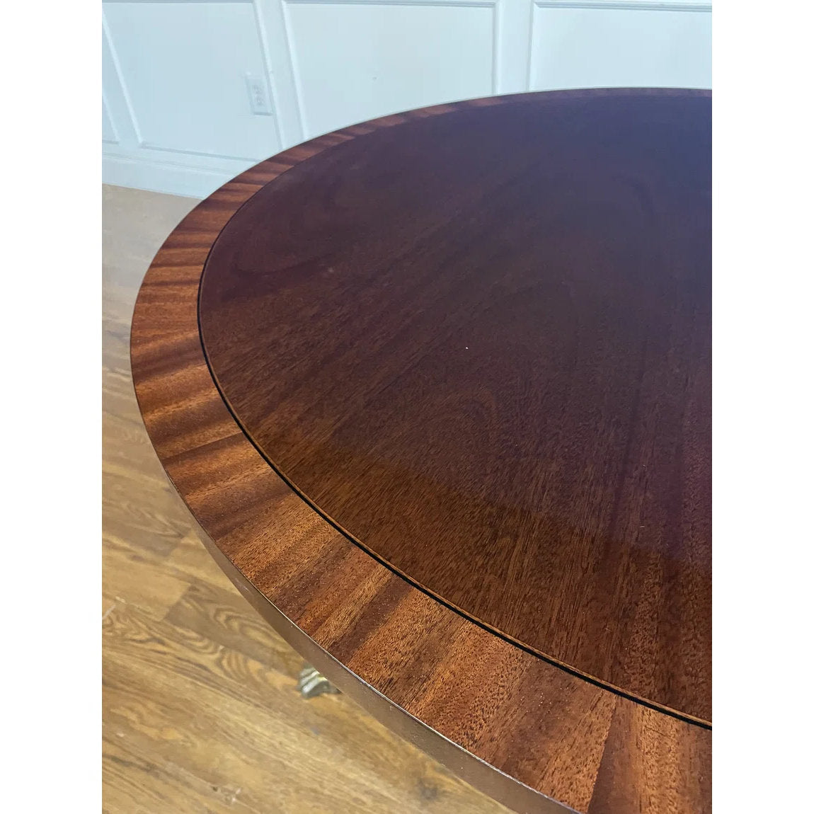 42" Round Banded Mahogany Table
