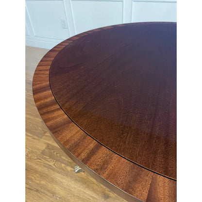 42" Round Banded Mahogany Table