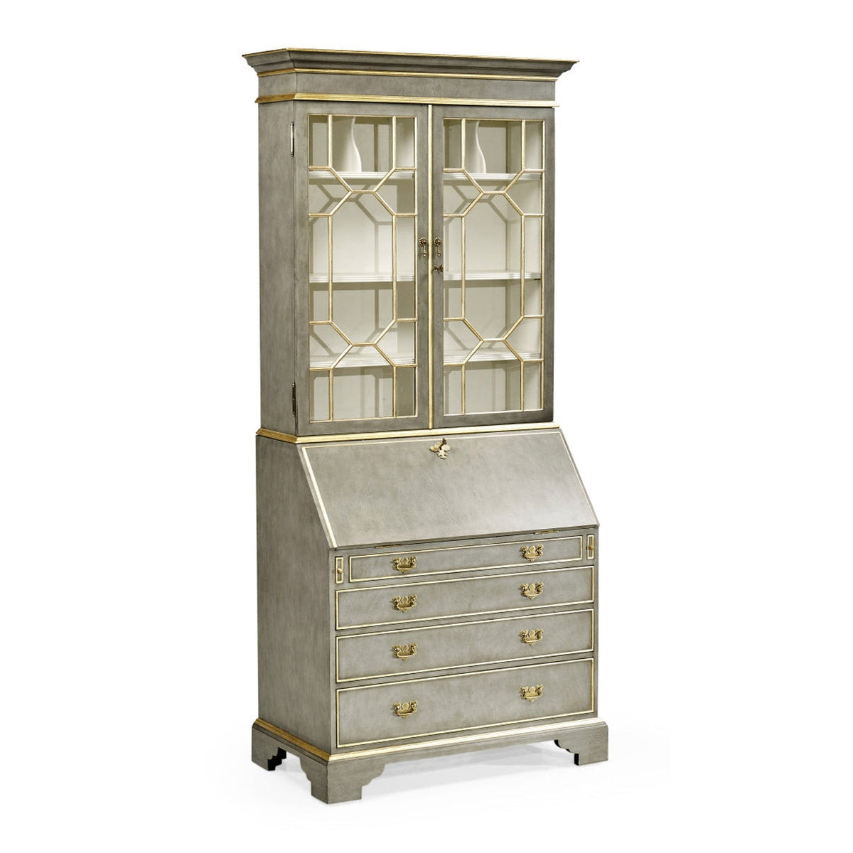 Jonathan Charles Buckingham Georgian Grey & Gilded Secretary Cabinet (492260-PBG)