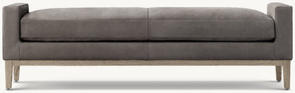 Italia Leather Bench - Oak Base