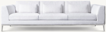 Italia Taper Arm 3-Cushion Sofa - Metal Base