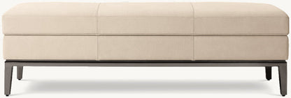 Italia Leather End-of-Bed Storage Bench - Metal Base