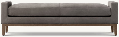 Italia Leather Bench - Oak Base