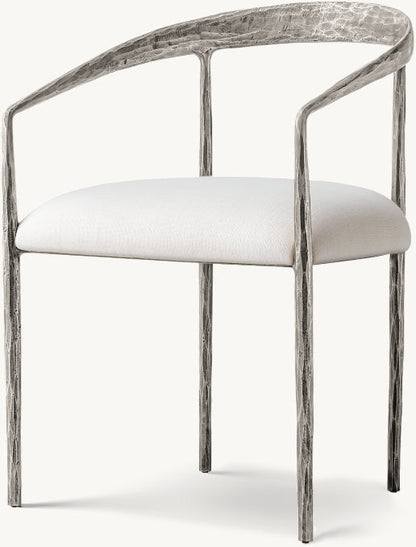Thaddeus Curved Fabric Dining Armchair