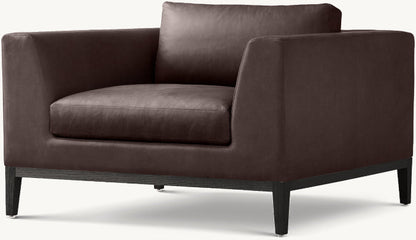 Italia Taper Arm Leather Chair - Oak Base