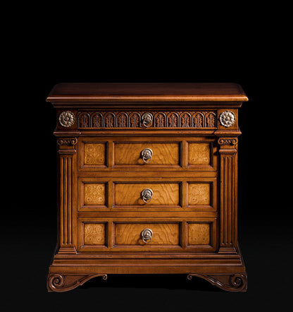 4 - Drawer Solid Wood Nightstand in Brown