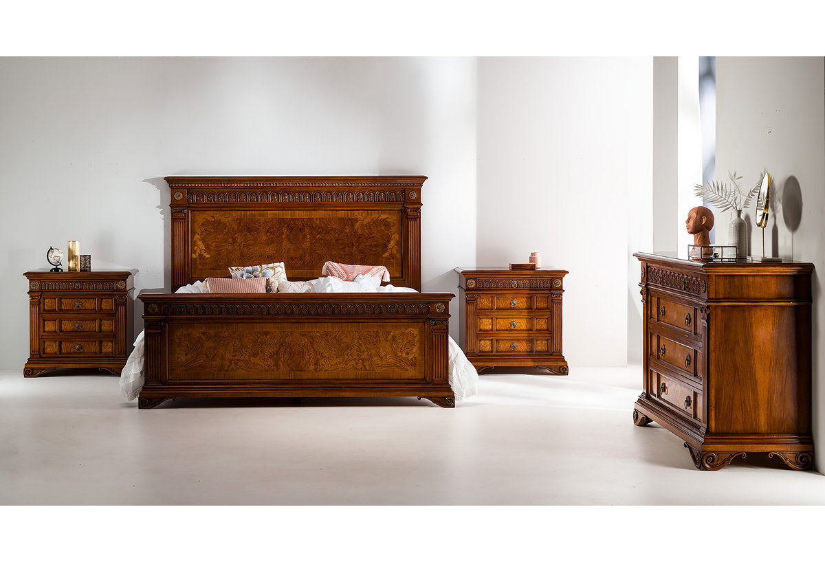 4 - Drawer Solid Wood Nightstand in Brown