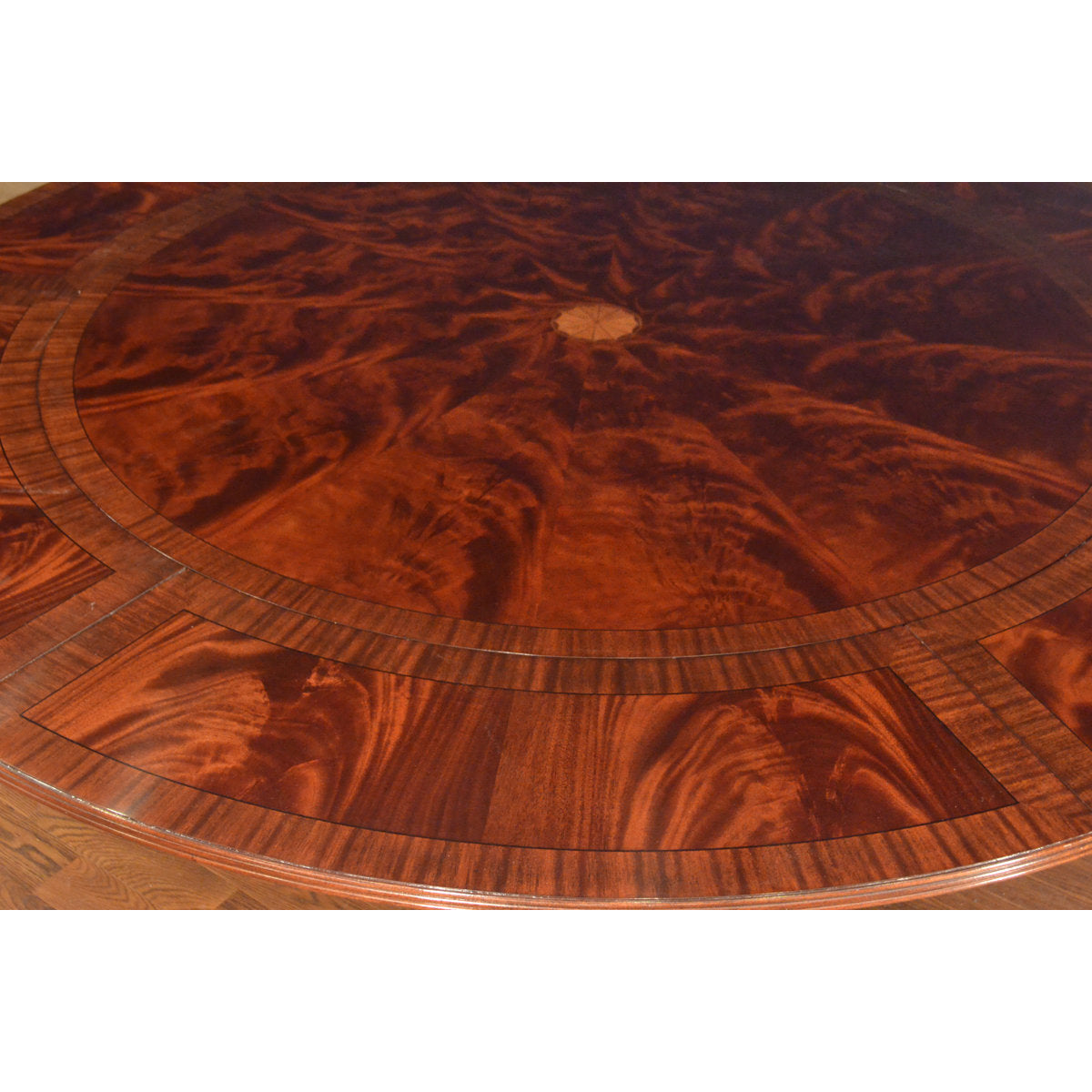 84" Round Perimeter Leaf Mahogany Dining Table