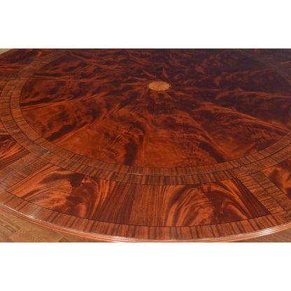 84" Round Perimeter Leaf Mahogany Dining Table