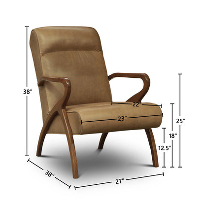 Adele Leather Armchair Chair with Ottoman