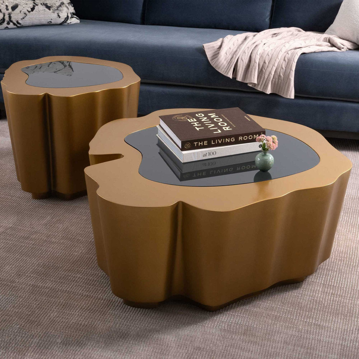 Amorphous Cocktail Table W/Glass Top