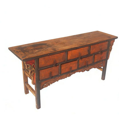 Antique Chinese 72" Long Apothecary Cabinet