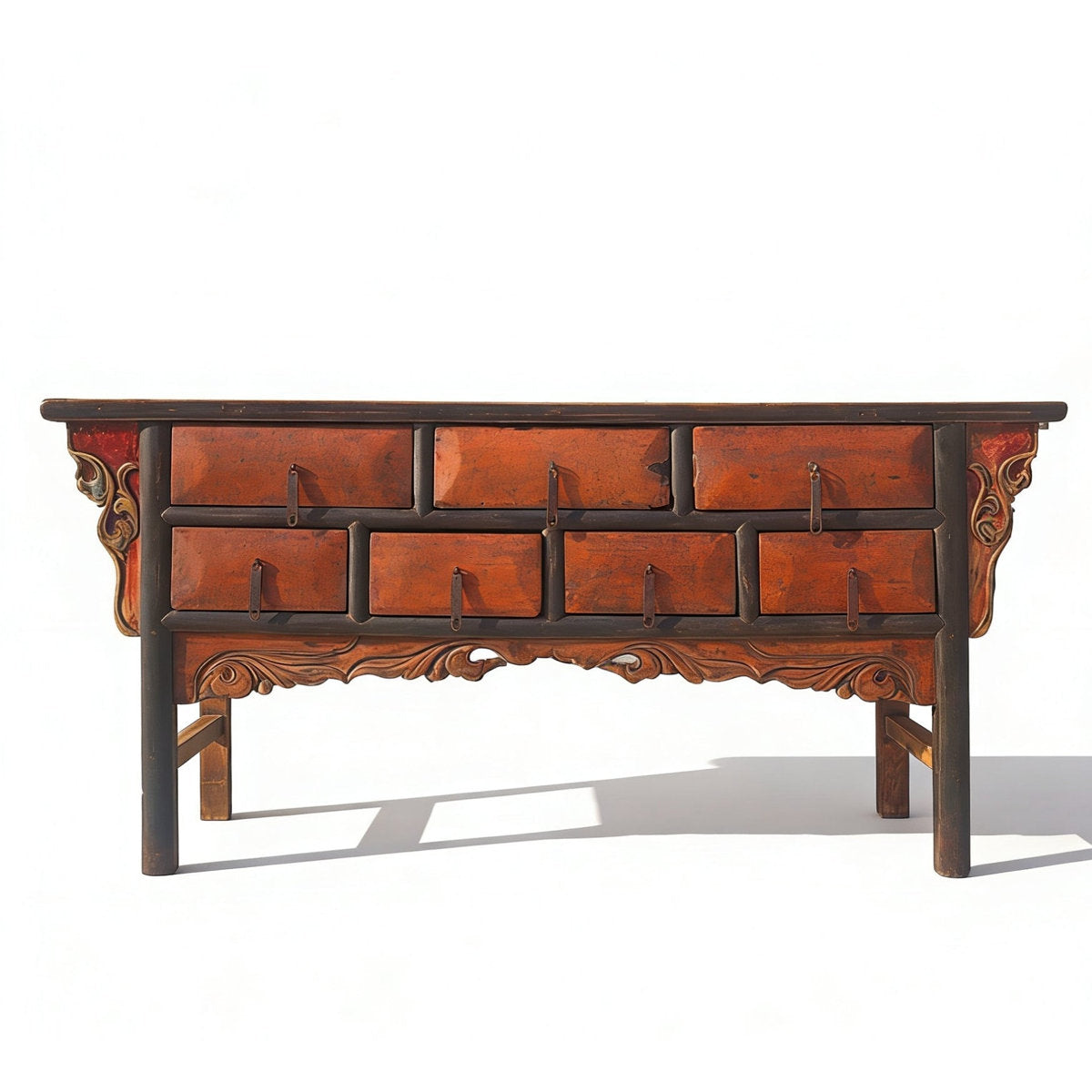 Antique Chinese 72" Long Apothecary Cabinet