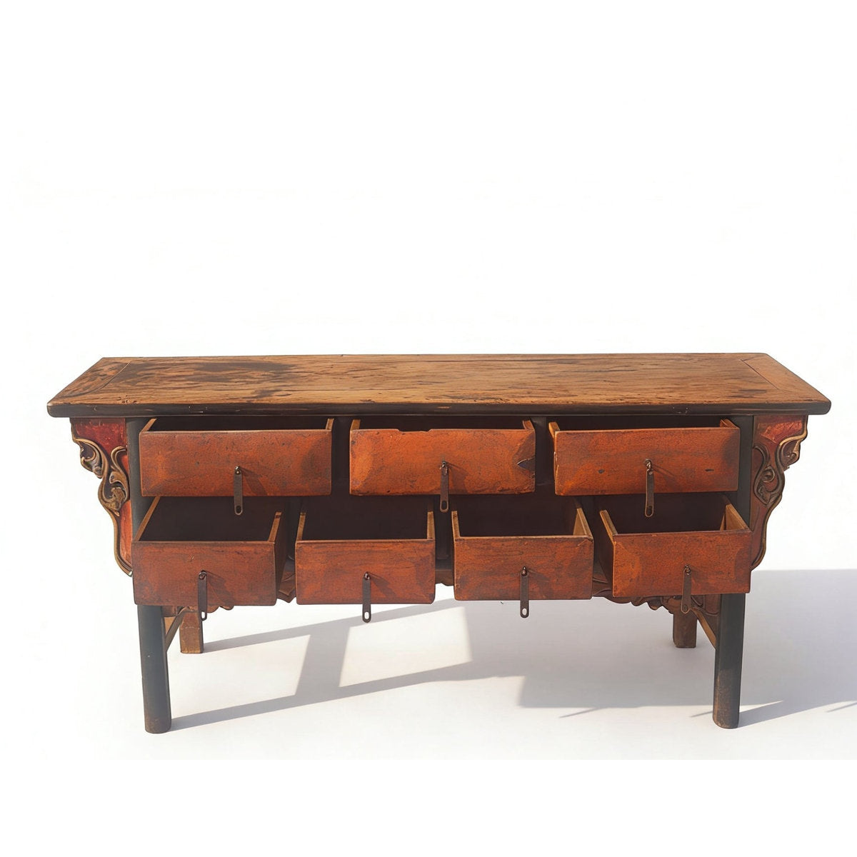 Antique Chinese 72" Long Apothecary Cabinet
