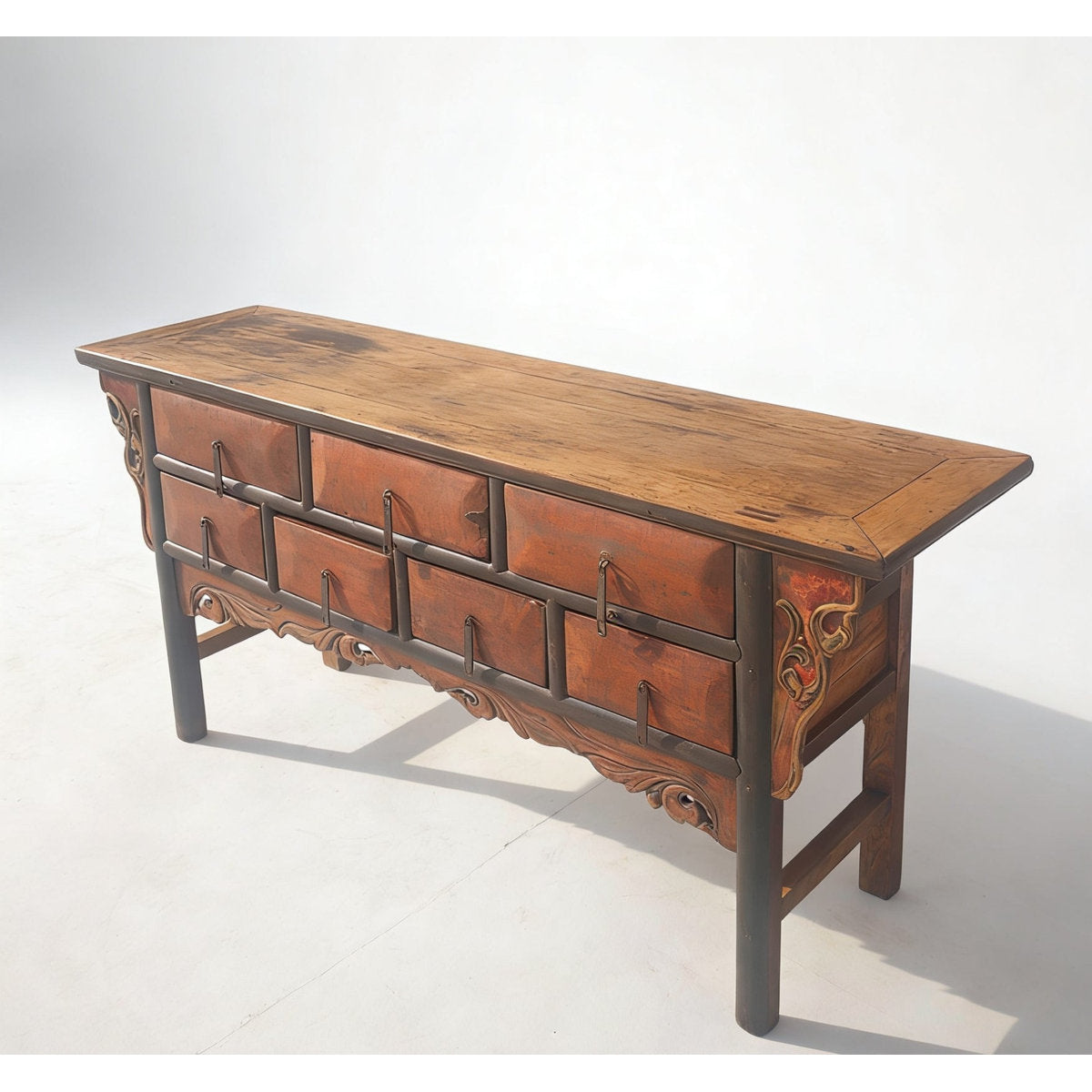 Antique Chinese 72" Long Apothecary Cabinet