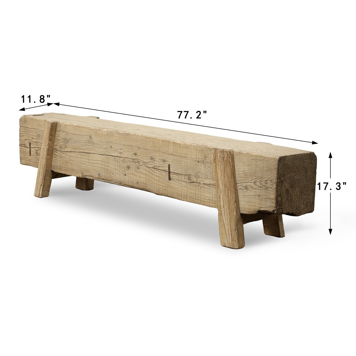 Approx 76-80 Inches Wide Vintage House Beam Bench Weathered Natural