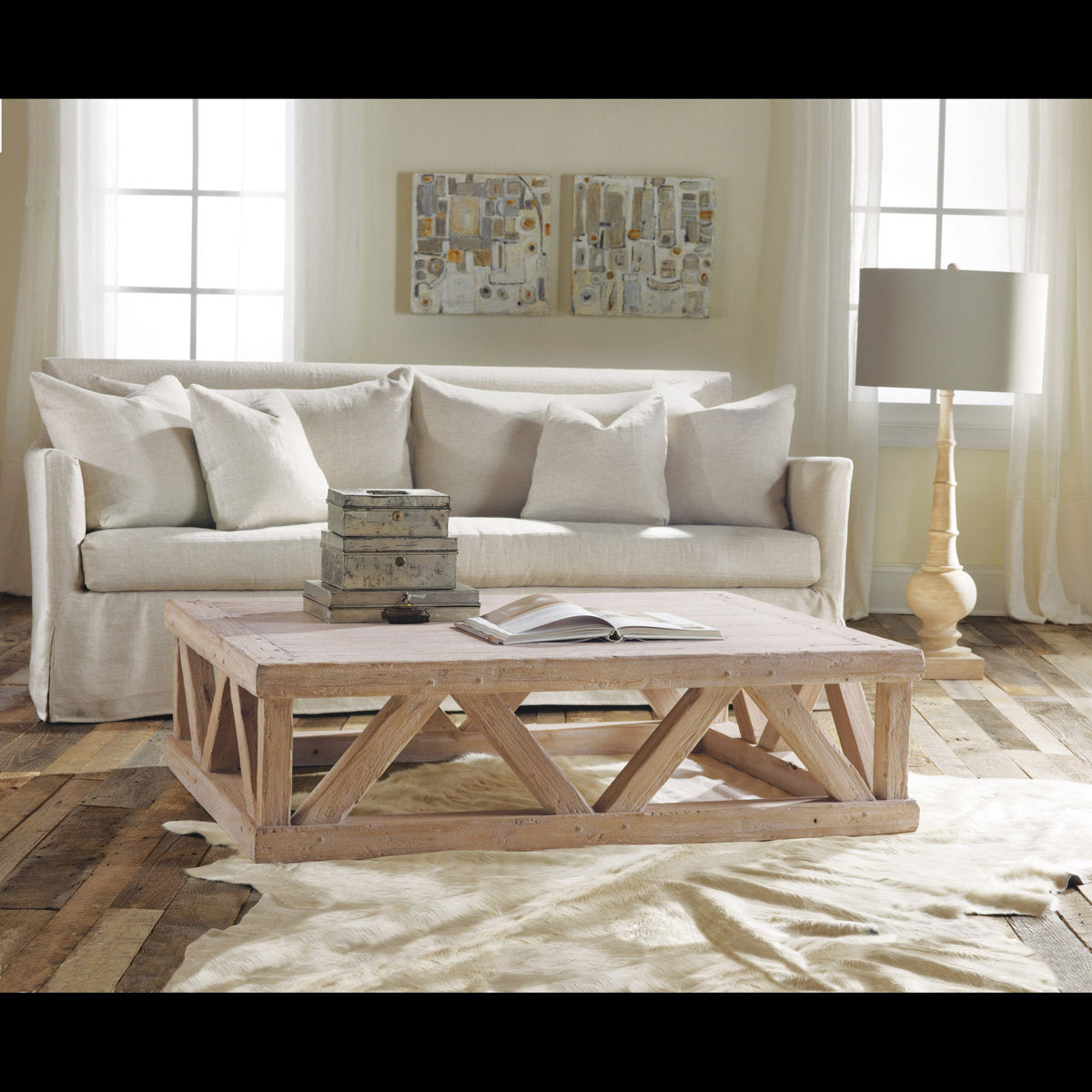 Architectural Solid Wood Cocktail Table