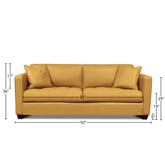 Eleanor Rigby Arizona 92 Genuine Leather Square Arm Standard Sofa