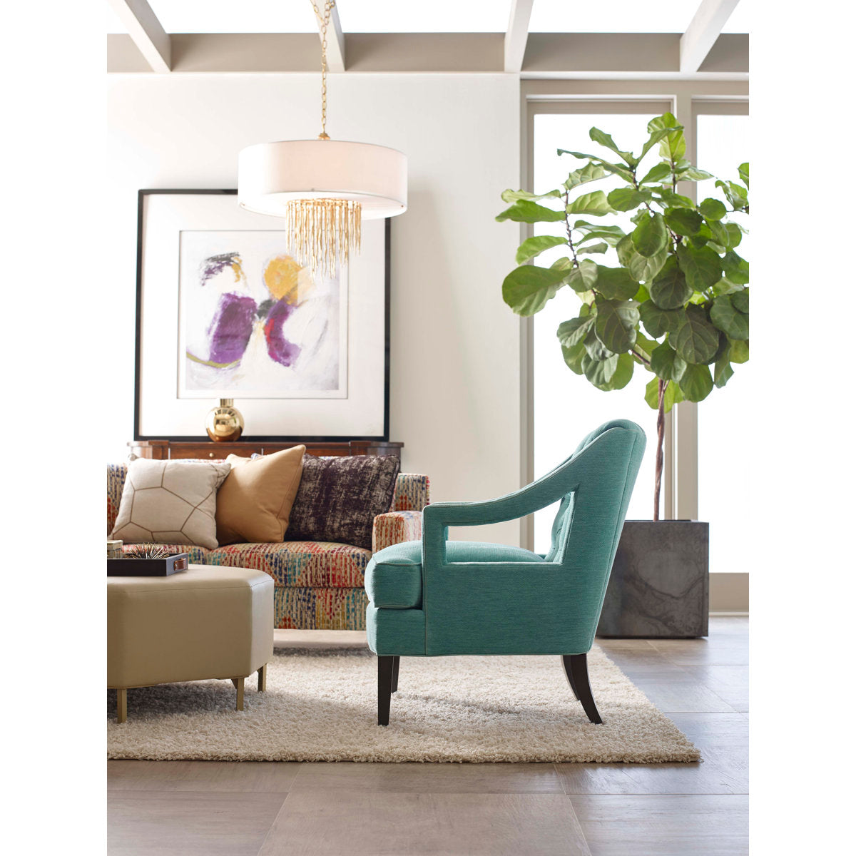 Armchair Chair with Ottoman