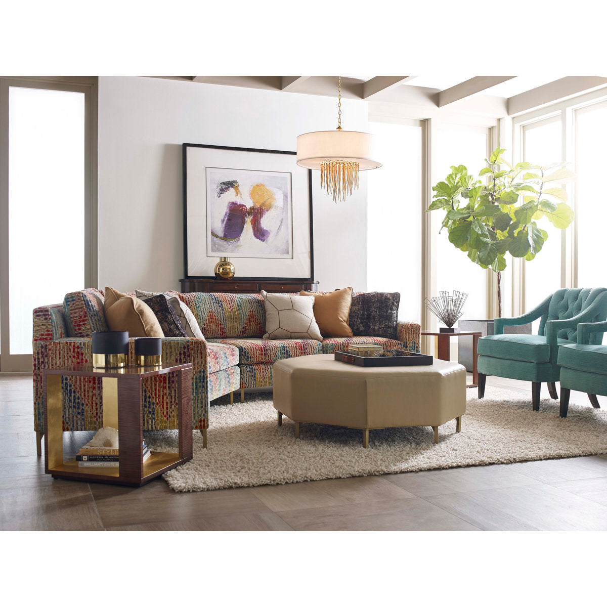 Armchair Chair with Ottoman