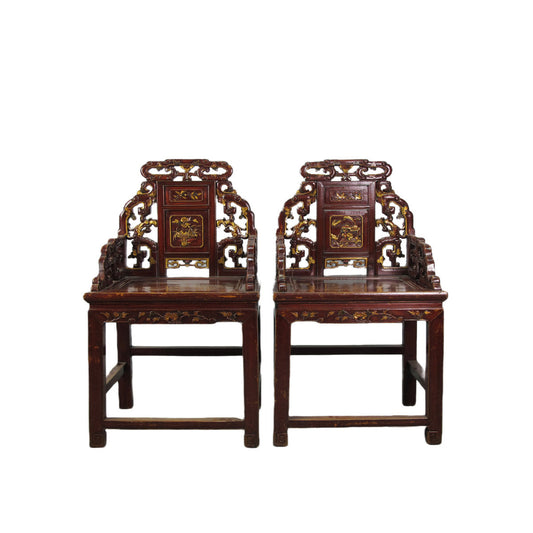 Asian Classic Solid Wood Arm Chair (Set of 2)