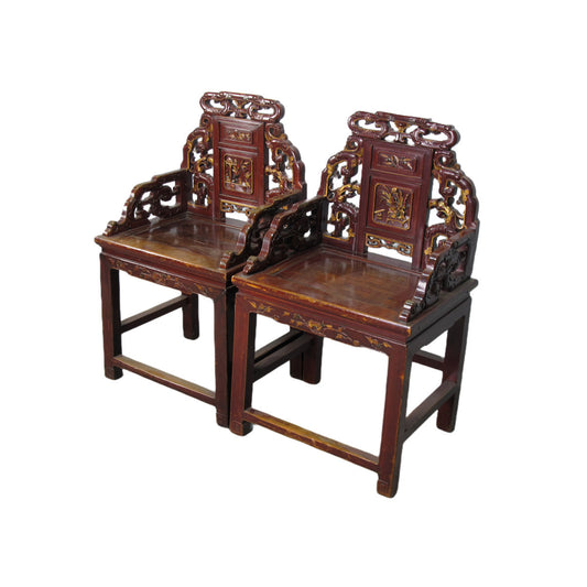 Asian Classic Solid Wood Arm Chair (Set of 2)