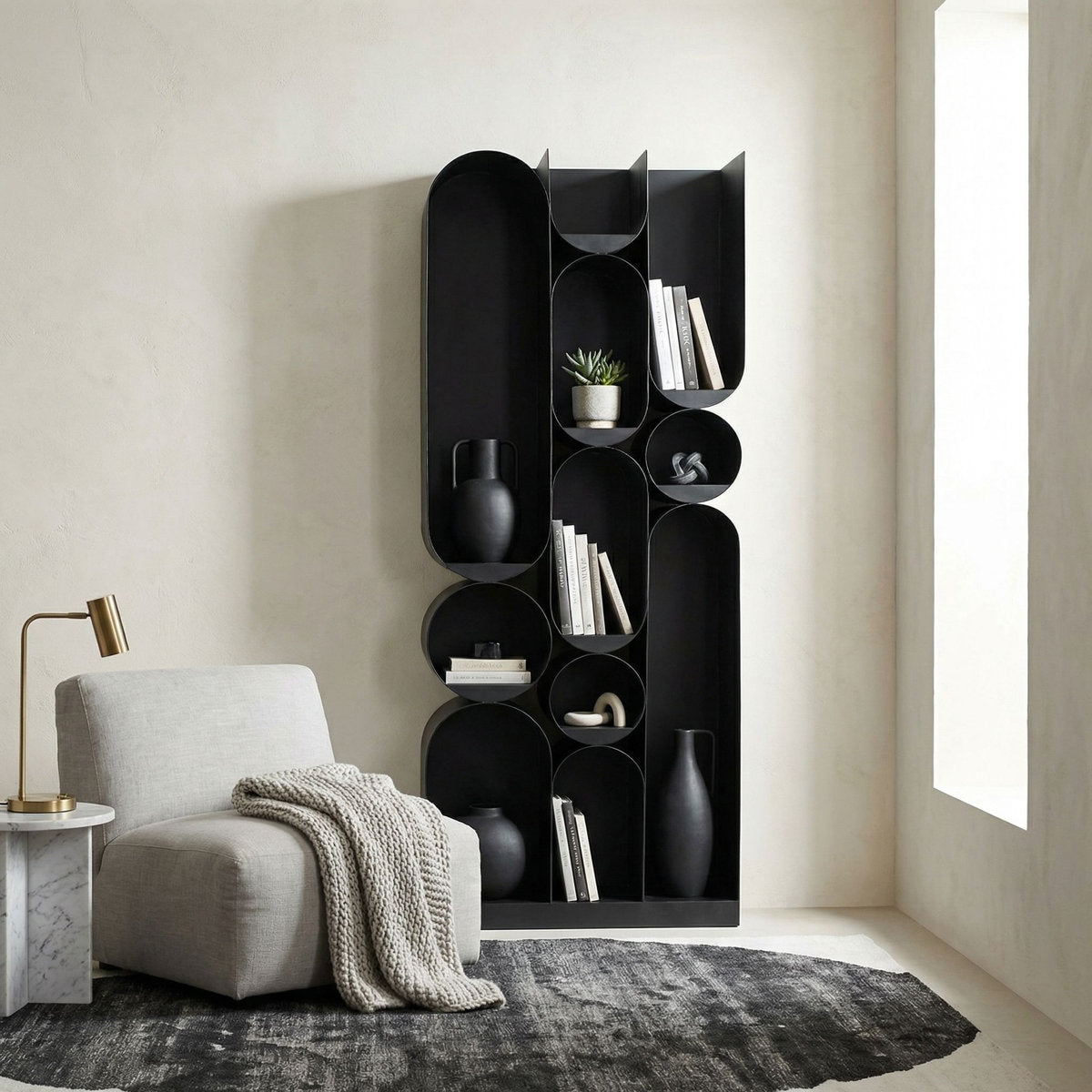 Noir Atomic 83 H X 33 W Steel Geometric Bookcase