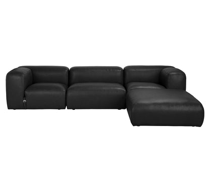 Noir Augustus Modular Sofa Ottoman Santosa Matte Black Leather
