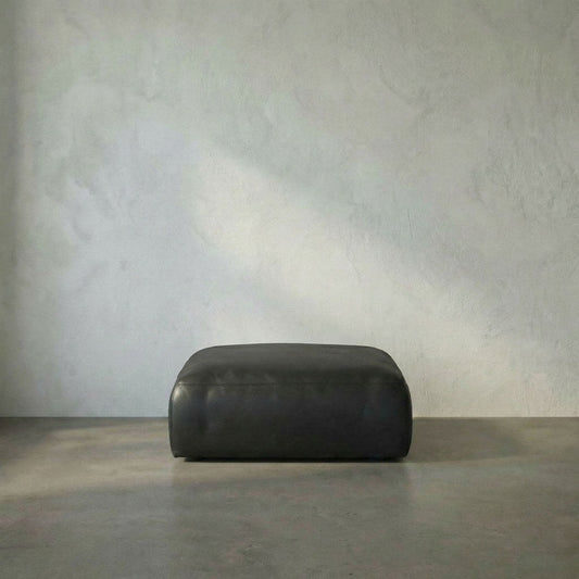Noir Augustus Modular Sofa Ottoman Santosa Matte Black Leather
