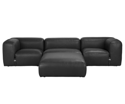 Noir Augustus Modular Sofa Ottoman Santosa Matte Black Leather