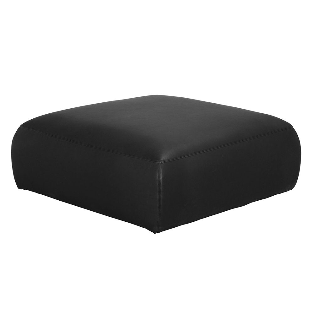 Noir Augustus Modular Sofa Ottoman Santosa Matte Black Leather