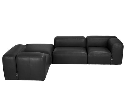Noir Augustus Modular Sofa Ottoman Santosa Matte Black Leather