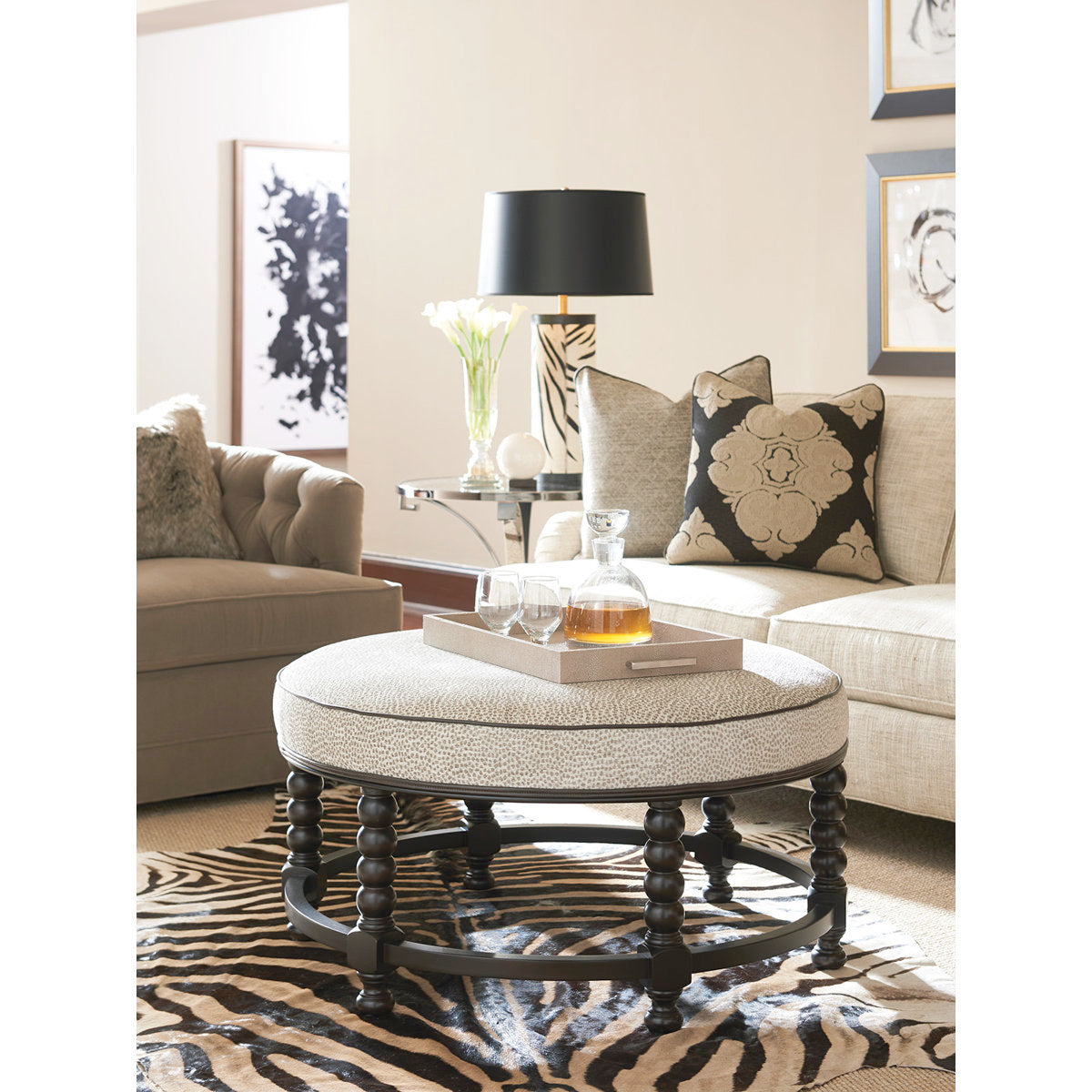 Barclay Butera Upholstery Round Ottoman