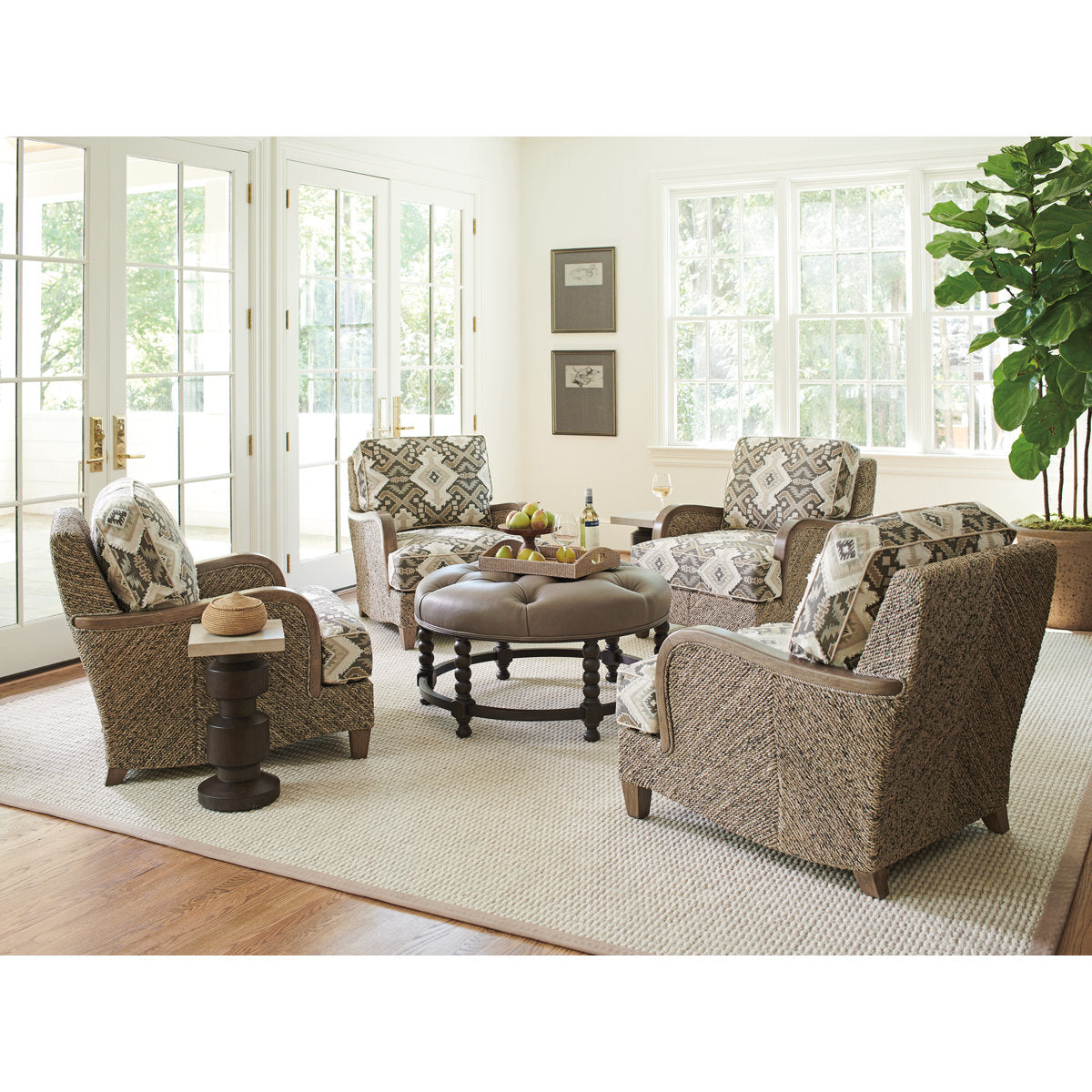 Barclay Butera Upholstery Round Ottoman