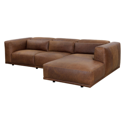 Beau Sofa Chaise - Lucia Tobacco Leather