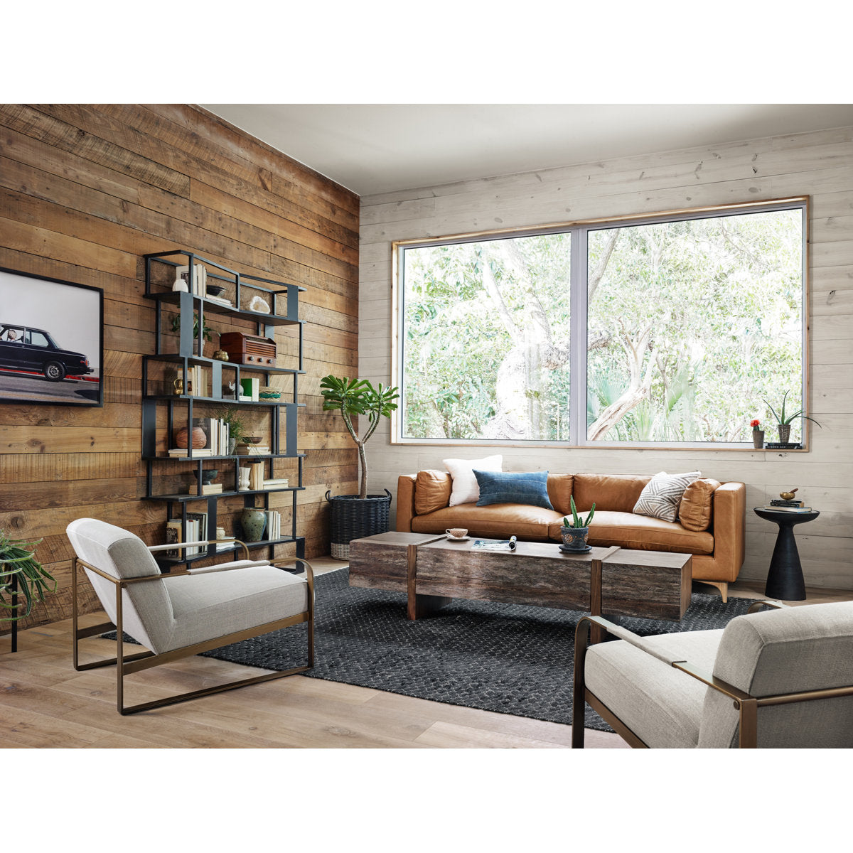 Four Hands Beckwith Genuine Leather 94 Tuxedo Arm Sofa