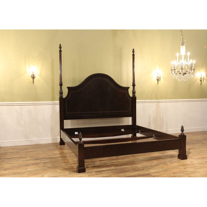 Ap Exclusives Queen Poster Bed Frame Headboard Footboard Side Rails Dark Espresso Brown Finished Flame Mahogany Queen Bed