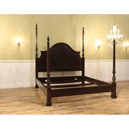 Ap Exclusives Queen Poster Bed Frame Headboard Footboard Side Rails Dark Espresso Brown Finished Flame Mahogany Queen Bed