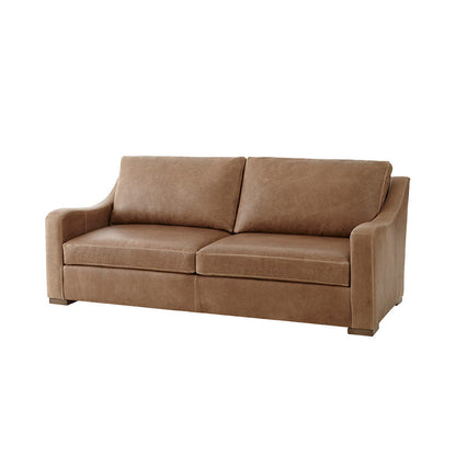 Massoud Furniture Blaire 91 Genuine Leather Square Arm Sofa