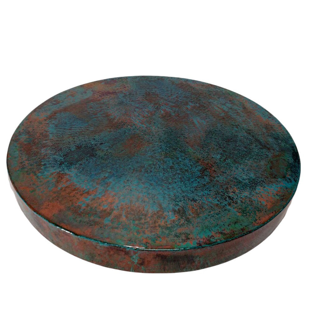 Mexports By Susana Molina Luxurious Wrought Iron Coffee Table Embellished With A 48 Round Oxidized Copper Top