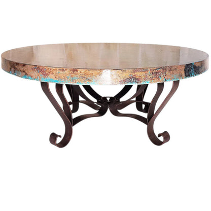 Mexports By Susana Molina Luxurious Wrought Iron Coffee Table Embellished With A 48 Round Oxidized Copper Top